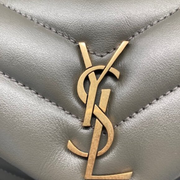YSL Lou Lou Toy Flap Bag Matelasse calfskin, Color:1229 Grey Khaki  Brand New - Picture 5 of 10